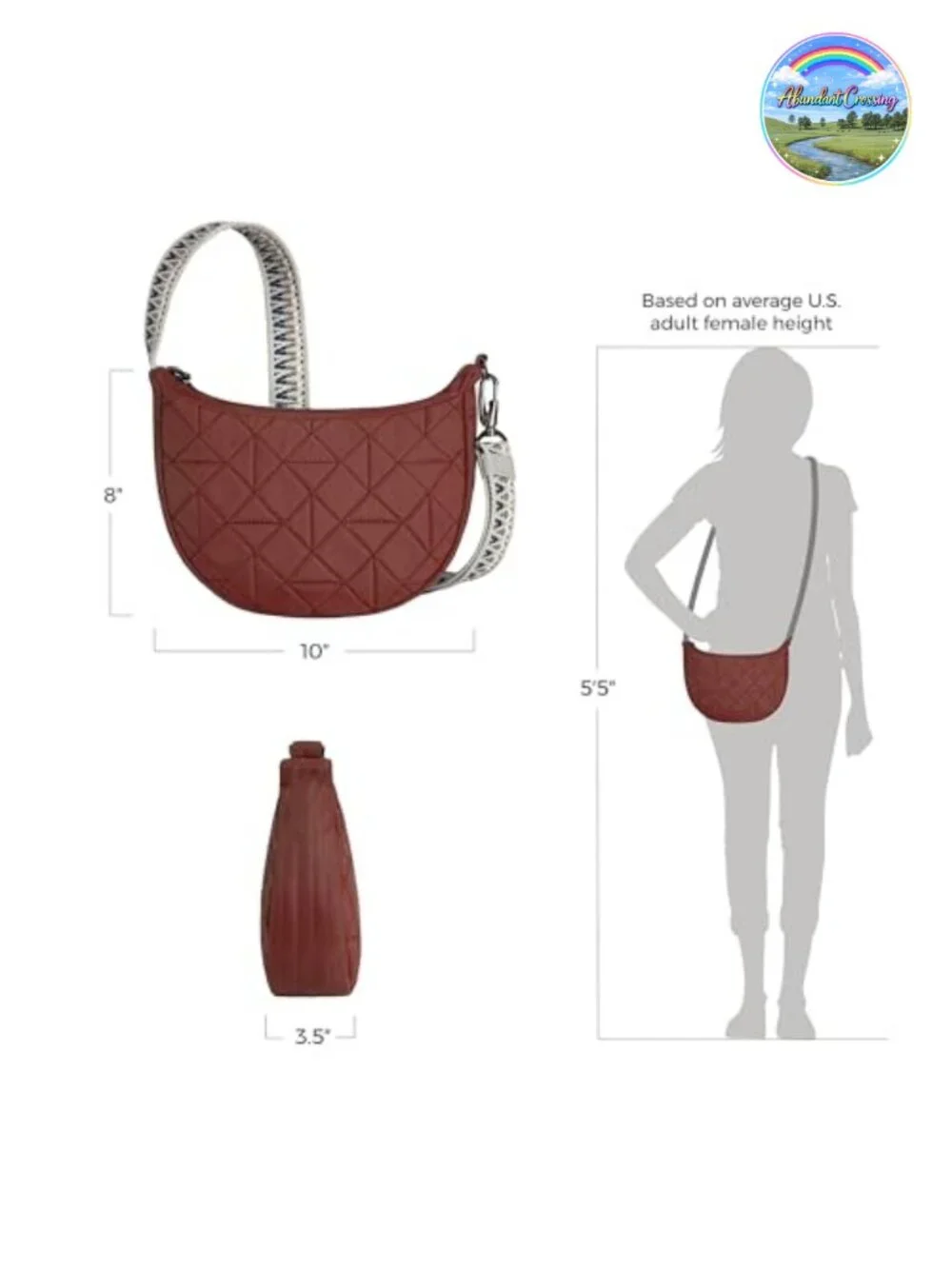 Travelon Anti-Theft Boho Crescent Crossbody Bag RFID Water-Resistant